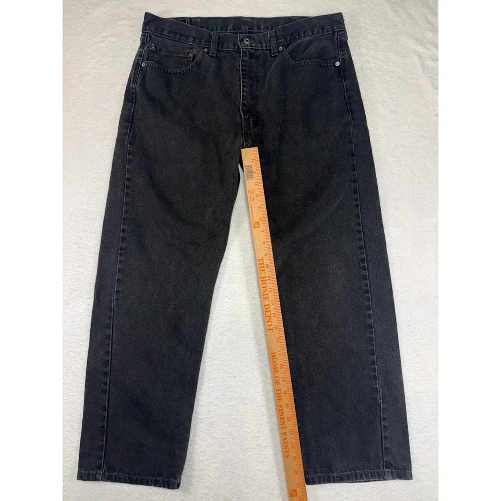 Levis 505 Regular Fit Straight Leg Mens Jeans Black Faded 38x30